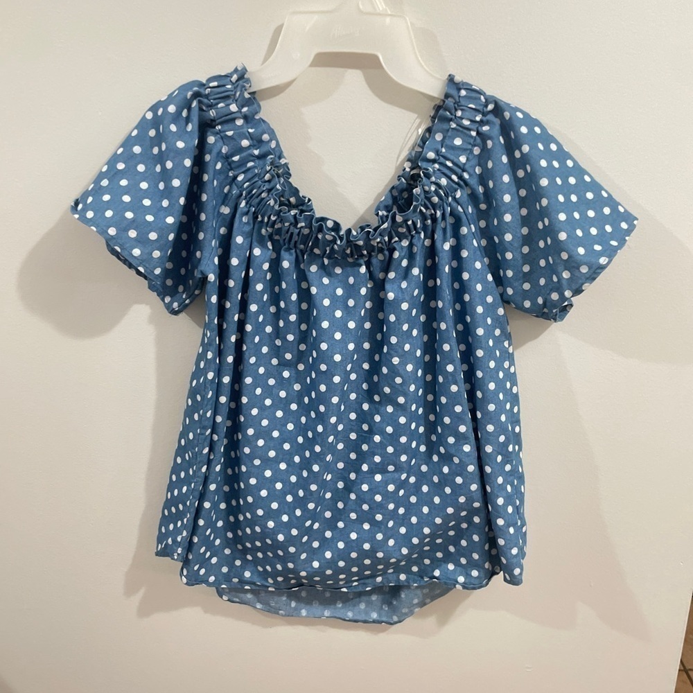 Off the Shoulder Polka Dot Top Size Large. Active USA Denim Brand